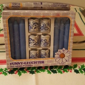 Vintage blue flower candle holders